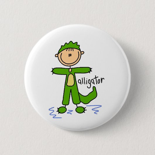 Stick Figuur in Alligator Suit Button (Voorkant)