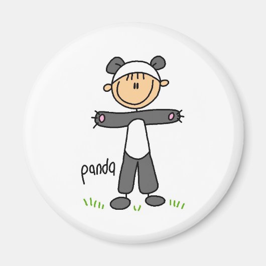 Stick figuur in panda pak magneet (Voorkant)