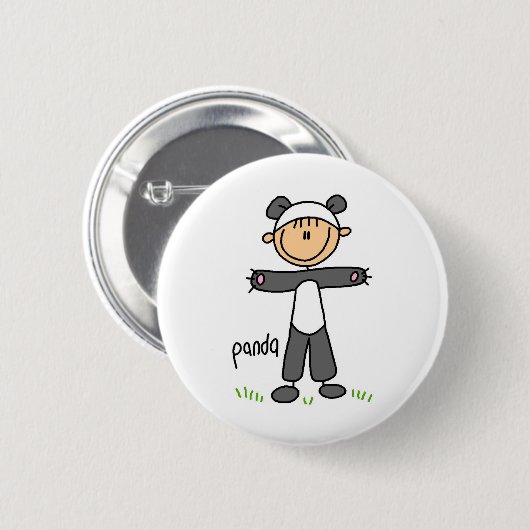 Stick Figuur in Panda Suit Button (Voorkant /achterkant)