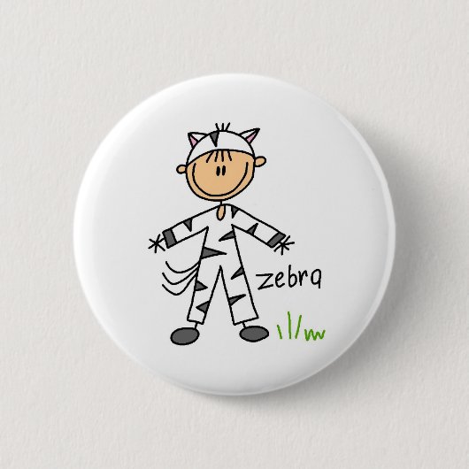 Stick Figuur in Zebra Suit Button (Voorkant)