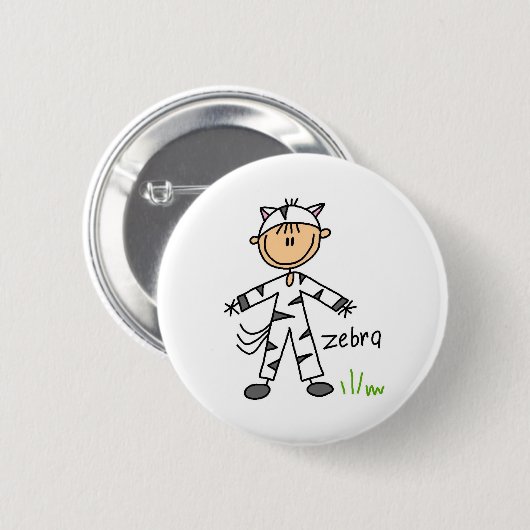 Stick Figuur in Zebra Suit Button (Voorkant /achterkant)