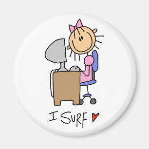 Stick Figuur Internet Surfer Magneet