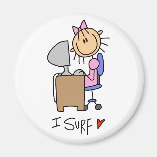 Stick Figuur Internet Surfer Magneet (Voorkant)