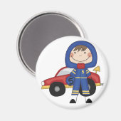 Stick Figuur Jongen Race Auto Driver Tshirts Magneet (Voorkant / Achterkant)