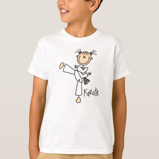 Stick Figuur Karate Girl T shirt (Voorkant)