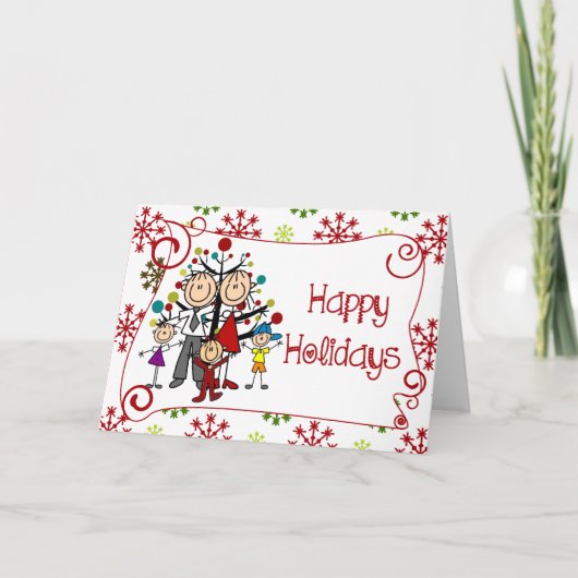 Stick Figuur kerstfeestdag Feestdagen Kaart (Voorkant)