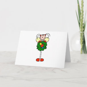 Stick figuur Kerstkrans Meisje Feestdagen Kaart