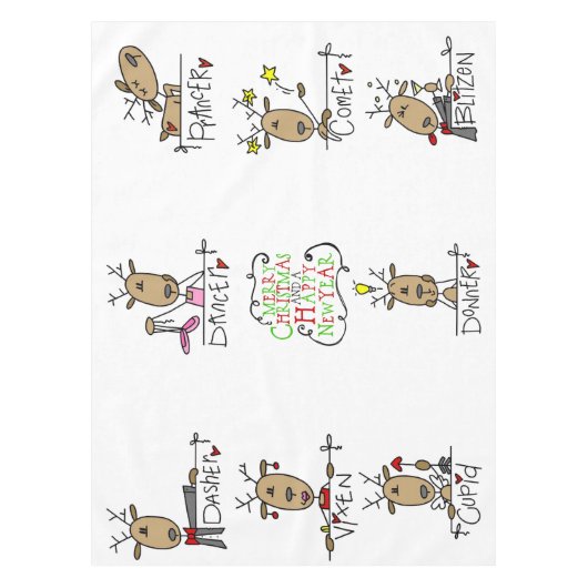 Stick Figuur Kerstmis Rendier Vakantie Tafelkleed (Voorkant)