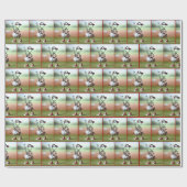 Stick figuur Kind honkbalspeler Cadeaupapier (Vlak)