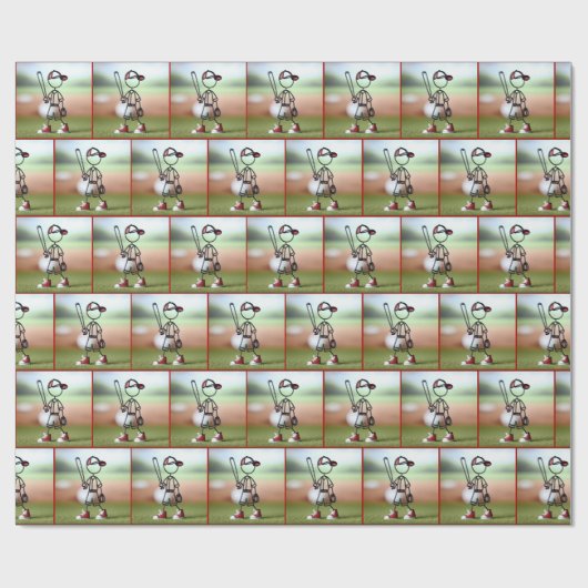 Stick figuur Kind honkbalspeler Cadeaupapier (Vlak)