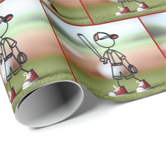 Stick figuur Kind honkbalspeler Cadeaupapier (Rol Hoek)