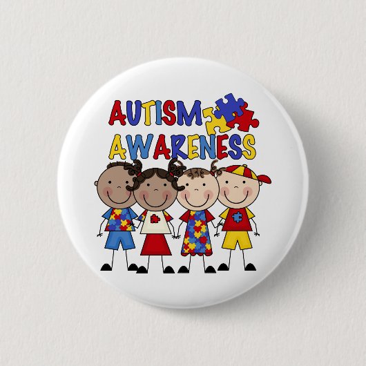 Stick Figuur Kinder Autism Bewustheid Ronde Button 5,7 Cm (Voorkant)