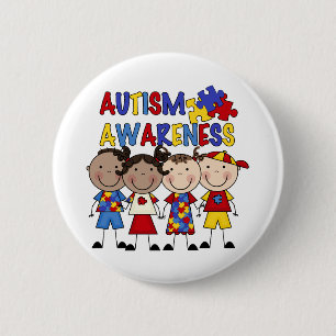 Stick Figuur Kinder Autism Bewustheid Ronde Button 5,7 Cm