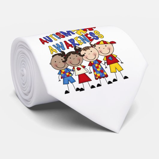 Stick Figuur Kinder Autism Bewustheid Stropdas (Opgerold)