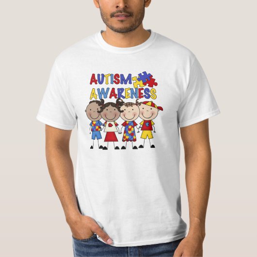 Stick Figuur Kinder Autism Bewustheid T-shirt (Voorkant)