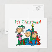 Stick Figuur Kinder Het zijn kersttshirts en cadea Feestdagenkaart (Voorkant / Achterkant)
