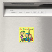 Stick Figuur Kinder Het zijn kersttshirts en cadea Magneet (Insitu (Vaatwasser))