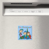 Stick Figuur Kinder Het zijn kersttshirts en cadea Magneet (Insitu (Vaatwasser))