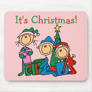 Stick Figuur Kinder Het zijn kersttshirts en cadea Muismat