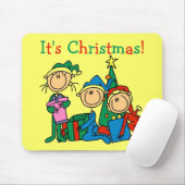 Stick Figuur Kinder Het zijn kersttshirts en cadea Muismat (Met muis)