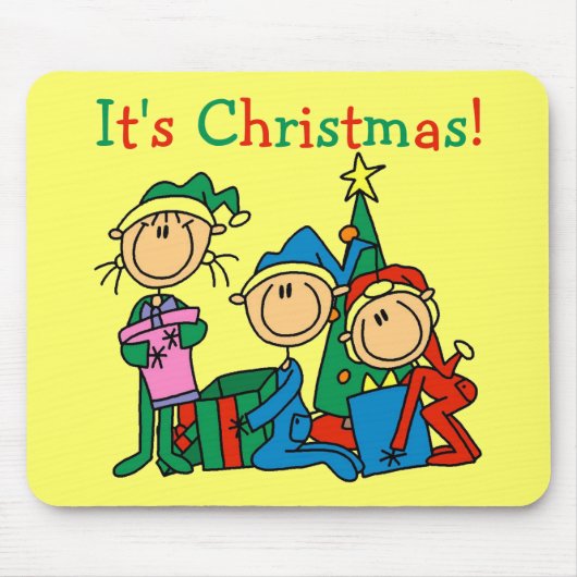Stick Figuur Kinder Het zijn kersttshirts en cadea Muismat (Voorkant)