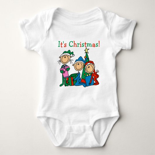 Stick Figuur Kinder Het zijn kersttshirts en cadea Romper (Voorkant)