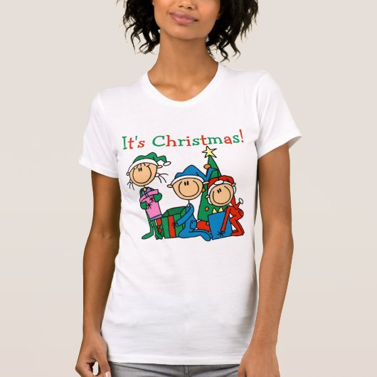 Stick Figuur Kinder Het zijn kersttshirts en cadea T-shirt (Voorkant)