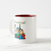 Stick Figuur Kinder Het zijn kersttshirts en cadea Tweekleurige Koffiemok (Voorkant links)