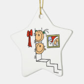 Stick figuur Kinder Wachten op Santa Ornament (Links)