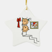 Stick figuur Kinder Wachten op Santa Ornament (Achterkant)