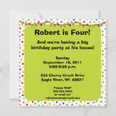 Stick Figuur Kinderen van Birthday Partij Uitnodig Kaart (Achterkant)