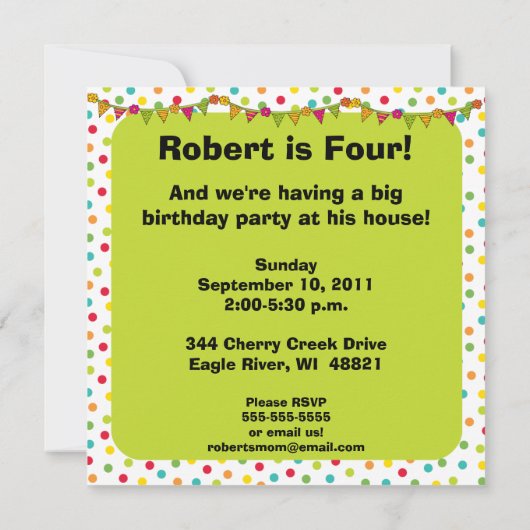 Stick Figuur Kinderen van Birthday Partij Uitnodig Kaart (Achterkant)