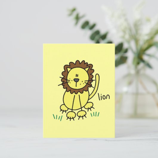 Stick Figuur lion T-shirts en cadeautjes Briefkaart (Staand voorkant)