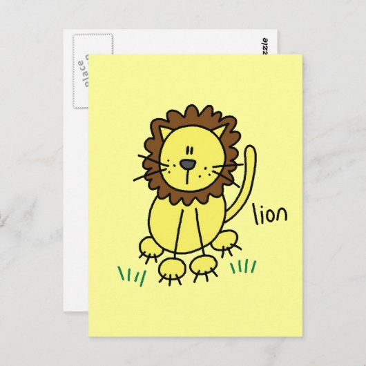 Stick Figuur lion T-shirts en cadeautjes Briefkaart (Voorkant / Achterkant)