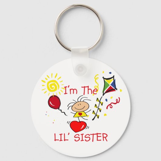 Stick Figuur Little Sister Girl Sleutelhanger (Voorkant)