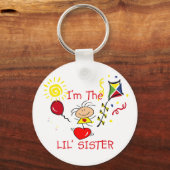 Stick Figuur Little Sister Girl Sleutelhanger (Voorkant)