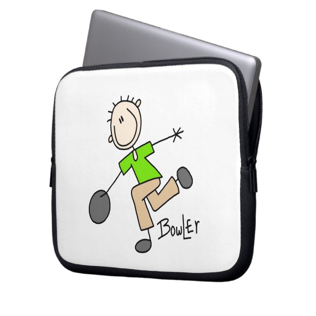 Stick Figuur Male Bowler T-shirts en GIfts Laptop Sleeve (Voorkant Links)