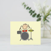 Stick Figuur Male Drummer T-shirts en cadeautjes Briefkaart (Staand voorkant)