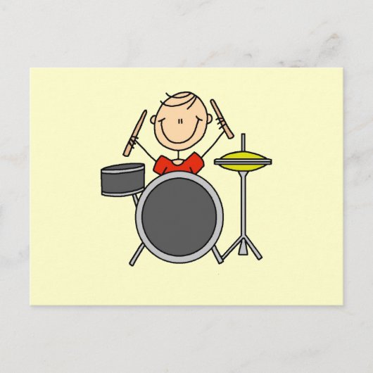 Stick Figuur Male Drummer T-shirts en cadeautjes Briefkaart (Voorkant)