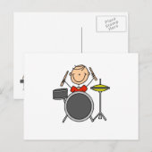 Stick Figuur Male Drummer T-shirts en cadeautjes Briefkaart (Voorkant / Achterkant)