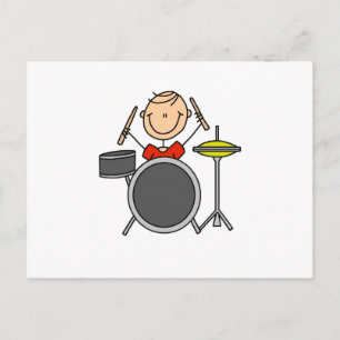 Stick Figuur Male Drummer T-shirts en cadeautjes Briefkaart