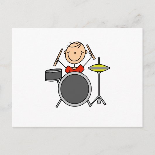 Stick Figuur Male Drummer T-shirts en cadeautjes Briefkaart (Voorkant)