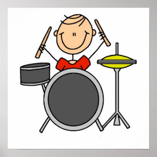 Stick Figuur Male Drummer T-shirts en cadeautjes Poster