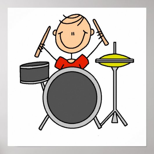 Stick Figuur Male Drummer T-shirts en cadeautjes Poster (Voorkant)
