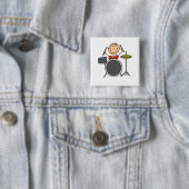 Stick Figuur Male Drummer T-shirts en cadeautjes Vierkante Button 5,1 Cm (In situ)