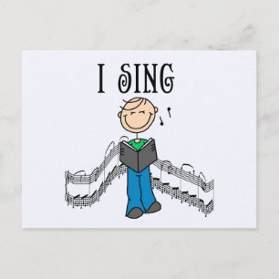 Stick Figuur Male I Sing T-shirts en cadeautjes Briefkaart
