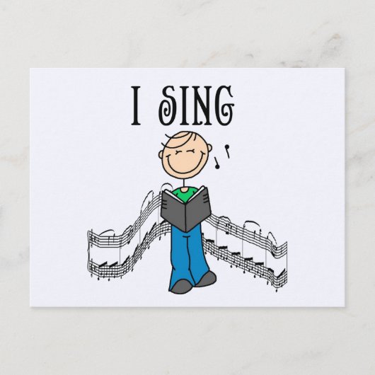 Stick Figuur Male I Sing T-shirts en cadeautjes Briefkaart (Voorkant)