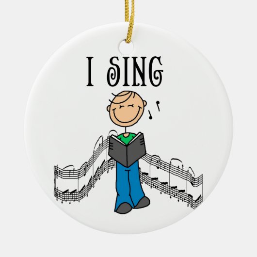 Stick Figuur Male I Sing T-shirts en cadeautjes Keramisch Ornament (Voorkant)