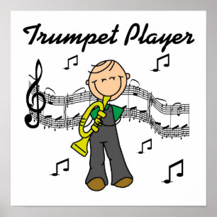 Stick Figuur Male Trumpet Player T-shirts en GIft Poster