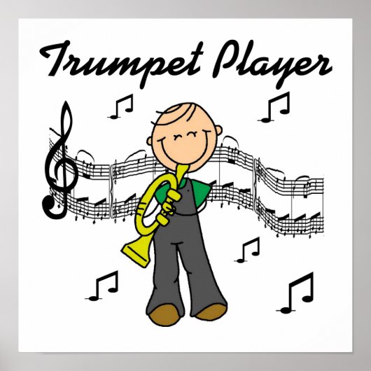 Stick Figuur Male Trumpet Player T-shirts en GIft Poster (Voorkant)